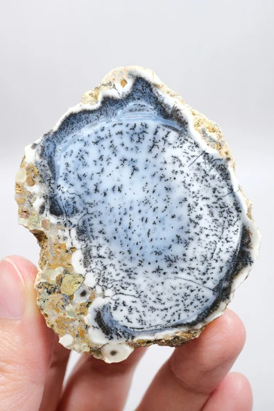 Mavi Dendritik Opal Çifti • Siyah ve Beyaz İç İçe Opal - Resim 5