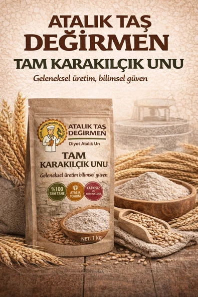 Diyet Glutensiz Atalık Taş Değirmen Tam Karakılçık Unu 1 Kg (Gluten İçerir) ürün görseli 1