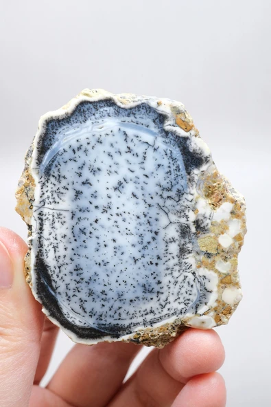 Mavi Dendritik Opal Çifti • Siyah ve Beyaz İç İçe Opal - Resim 3