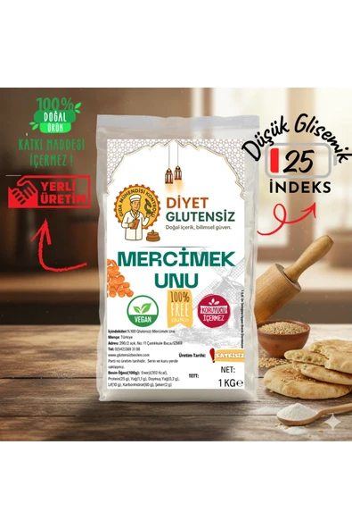 Diyet Glutensiz Glutensiz Mercimek Unu 1 KG ürün görseli 1