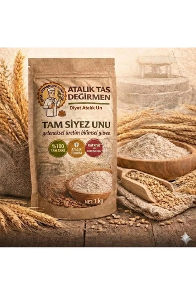 Diyet Glutensiz Atalık Taş Değirmen Tam Siyez Unu 1 KG ( Gluten İçerir) ürün görseli 1