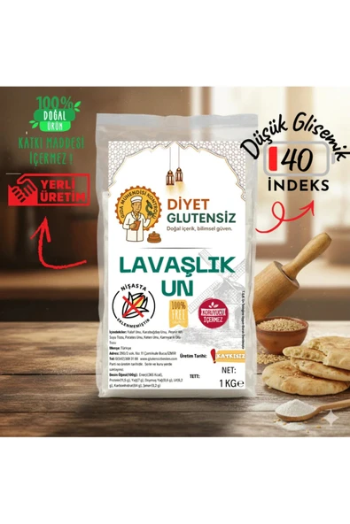 Diyet Glutensiz Glutensiz Lavaşlık Un Karışımı 1 KG (Çok Amaçlı) ürün görseli 1