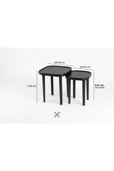 KLASS DEKOR Hera 2li Zigon Sehpa Siyah - Resim 5