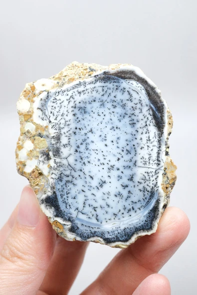 Mavi Dendritik Opal Çifti • Siyah ve Beyaz İç İçe Opal - Resim 4
