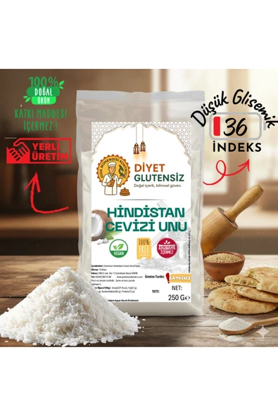 Diyet Glutensiz Glutensiz Hindistan Cevizi Unu (Tozu) 250 G ürün görseli 1