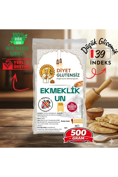 Diyet Glutensiz Glutensiz Ekmeklik Un Karışımı (Ekmek, Börek, Mantı, Kek) 0,5 KG ürün görseli 1