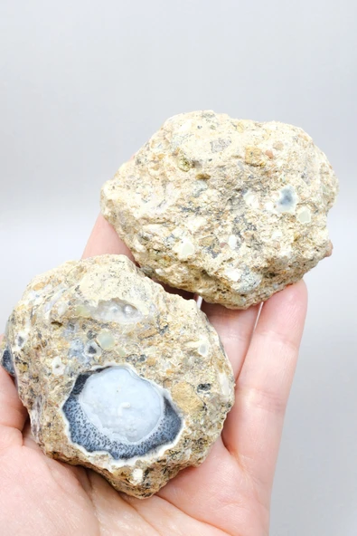 Mavi Dendritik Opal Çifti • Siyah ve Beyaz İç İçe Opal - Resim 7