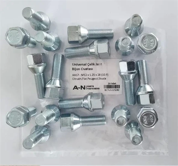 BİJON ÇELİK JANT FİORİNO LİNEA DOBLO AA.17 M12X1.25X28 UNİVERSAL M12X1.25 818350 713605 ESKİ KOD BV001-K03 ANBJ-122528 GALVANİZ ürün görseli 1