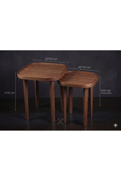 KLASS DEKOR Hera 2li Zigon Sehpa Ceviz - Resim 5