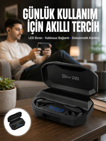 Kulak İçi Bluetooth Kulaklık Rgb Işıklı Çift Mikrofonlu iOS/Android Uyumlu BT 5.2 Yeni Nesil ürün görseli 1