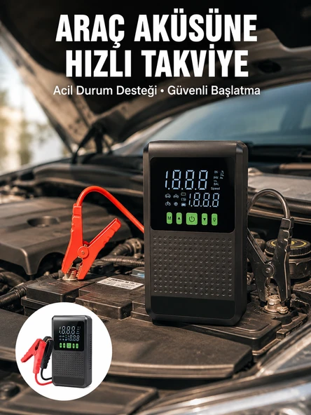 Araç İçin Akü Takviye Cihazı ve Kablosuz Hava Kompresörü Yeni Nesil ürün görseli 1
