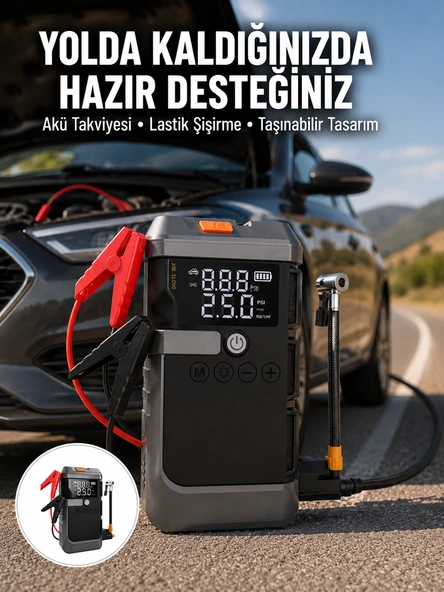 Işıklı Hava Kompresörlü Taşınabilir Akü Takviye Ünitesi Yeni Nesil ürün görseli 1