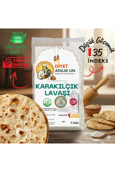 Diyet Glutensiz Atalık Karakılçık Buğday Unlu Lavaş 5 Adet(Gluten İçerir) ürün görseli 1