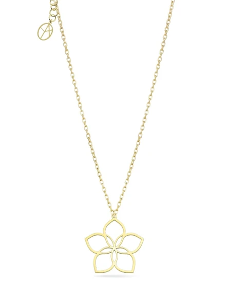 oya silver Gümüş 24K Altın Kaplama Vinca Minimal Çiçek Kolye [OYOT414] ürün görseli 1