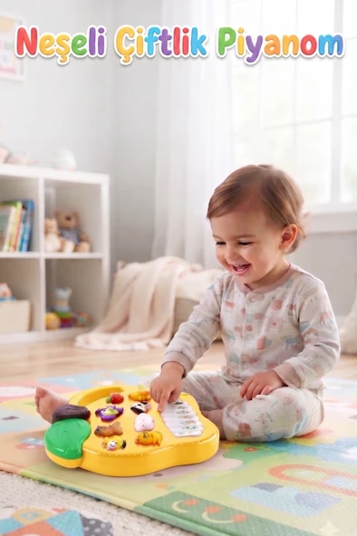 Neşeli Çiftlik Piyanom: Eğitici Ses ve Müzikli Hayvanları Tanıyalım ve Müzik Yapalım! Sarı ürün görseli 1
