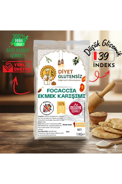 Diyet Glutensiz Ekşi Mayalı Glutensiz Focaccia Ekmek Karışımı 0,5 Kg ürün görseli 1