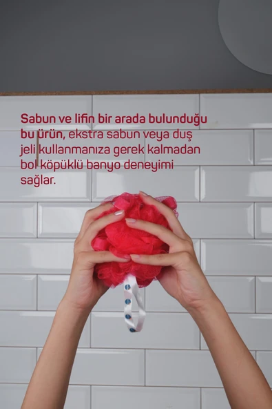 Çilek Sabunlu Banyo Lifi - Resim 4