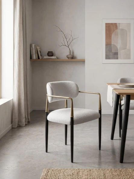Elegance Kolçaklı Metal Mutfak Sandalyesi ürün görseli 1