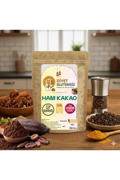 Diyet Glutensiz Glutensiz Ham Kakao 100 G ürün görseli 1