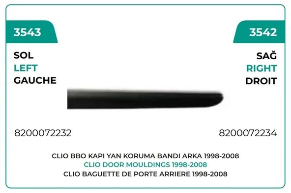 KAPI BANDI ARKA SOL BB1 07 -->08 CLİO HATCHBACK ürün görseli 1