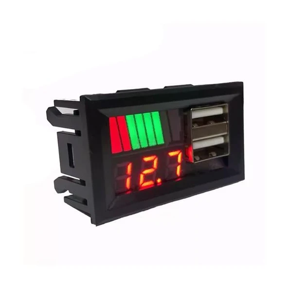 Powermaster IC278C Dijital Voltmetre USB Çıkışlı Akü Göstergeli DC 12Volt Aküler İçin ürün görseli 1
