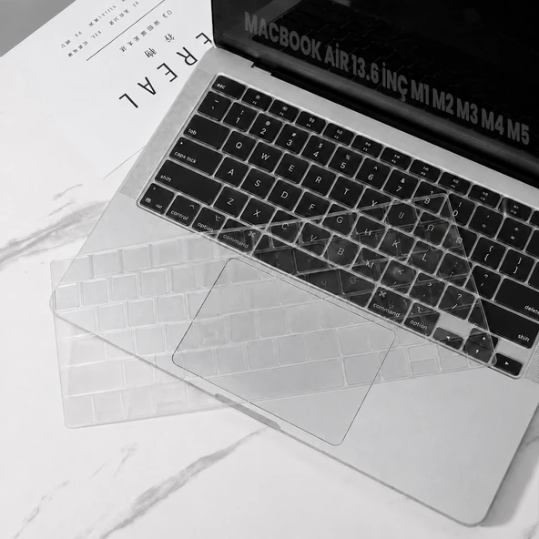 MacBook Air 13.6 İnç M2 M3 M4 M5 A2681 A3113 A3240 A3449 Uyumlu Şeffaf Türkçe Q Klavye Koruyucu ürün görseli 1