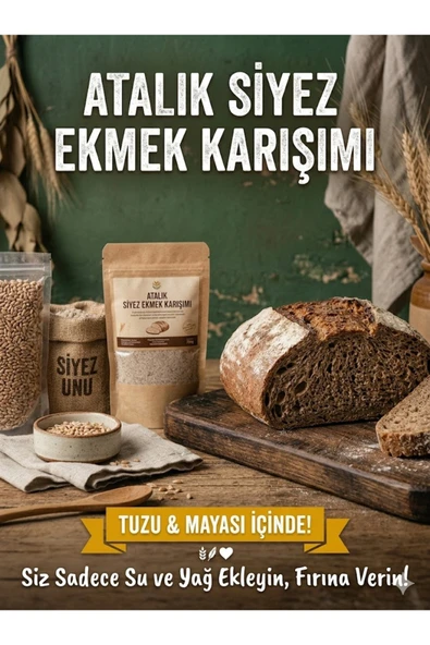 Diyet Glutensiz Atalık Siyez Ekmeği Karışımı 500 G (Gluten İçerir) ürün görseli 1