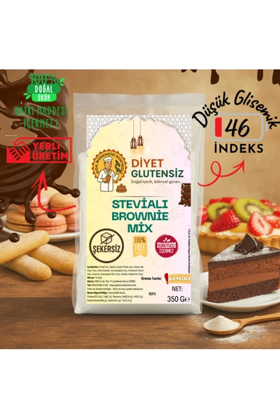 Diyet Glutensiz Stevialı Glutensiz Brownie Mix 350 G (ŞEKERSİZ) ürün görseli 1