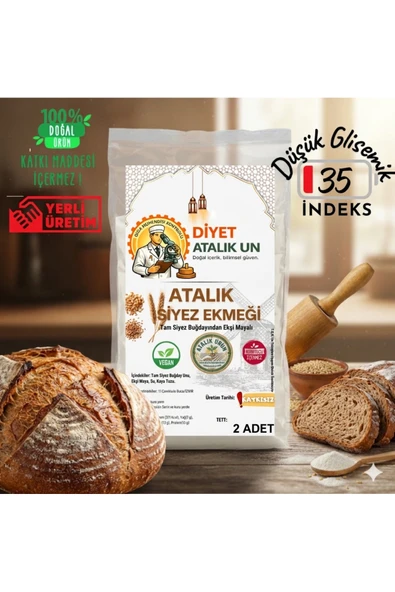 Diyet Glutensiz Atalık Ekşi Mayalı Siyez Buğday Ekmeği 2 Adet (Gluten İçerir) ürün görseli 1
