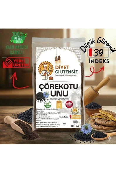 Diyet Glutensiz Glutensiz Çörekotu Unu(Tozu) 100 G ürün görseli 1