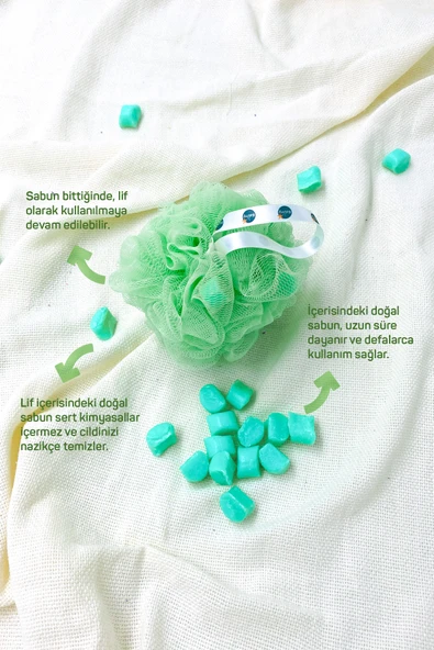 Zeytin Çiçeği Sabunlu Banyo Lifi - Resim 5