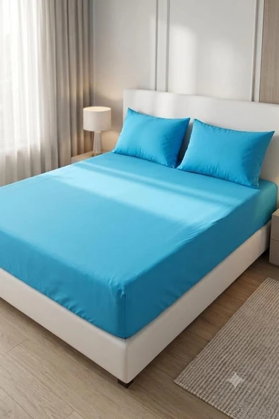 Bella Çift Kişilik 180x200 cm Lastikli Çarşaf Takımı Mavi ürün görseli 1