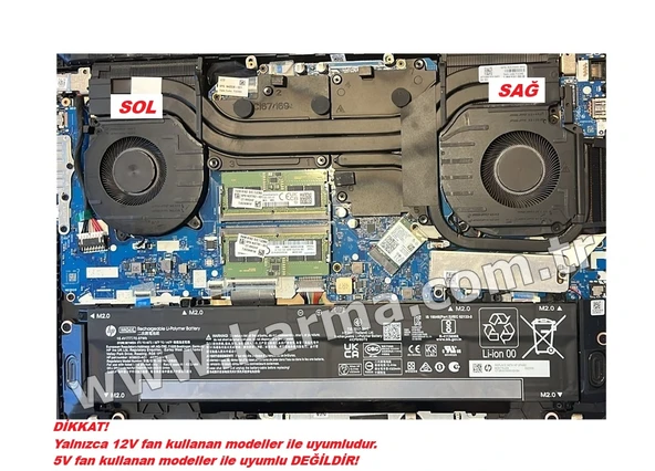 HP Victus Gaming 16-r1004nt (9J207EA) Notebook Fanı - Ver.2 - 12Volt (Sağ Fan) ürün görseli 1