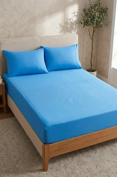 Bella Çift Kişilik 180x200 cm Lastikli Çarşaf Takımı Koyu Mavi ürün görseli 1