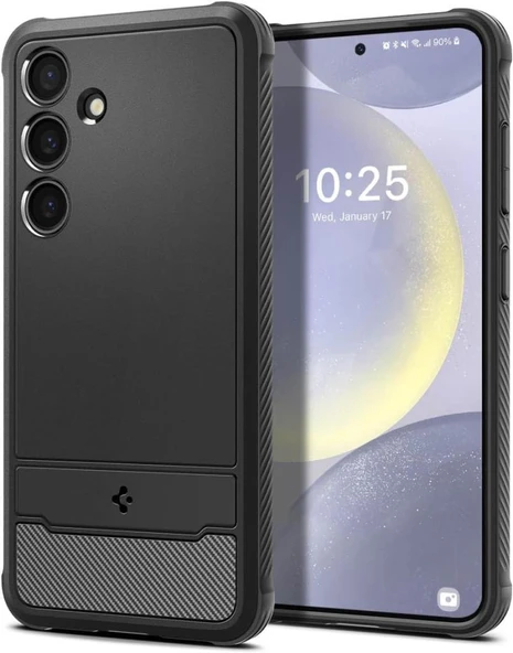 Spigen Galaxy S24 Plus ile Uyumlu Kılıf Rugged Armor Matte Black ürün görseli 1