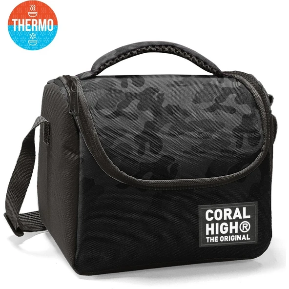Coral High Kids Siyah Kamuflaj Desenli Thermo Beslenme Çantası 37138 ürün görseli 1