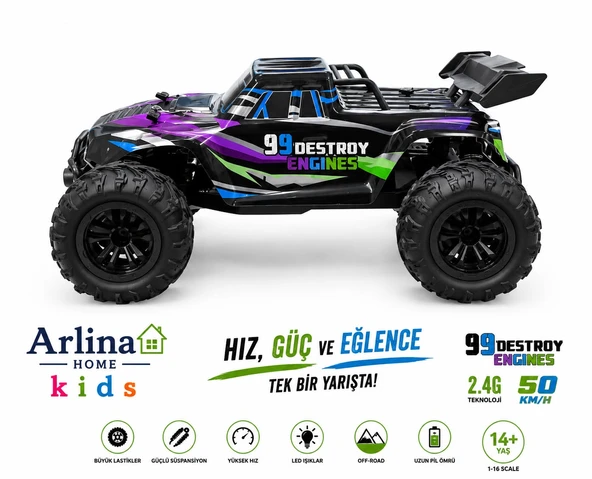 50 Km Hız Yapan Elektrikli Araba Uzaktan Kumandalı 4X4 Arazi Aracı Off-road Araba ürün görseli 1