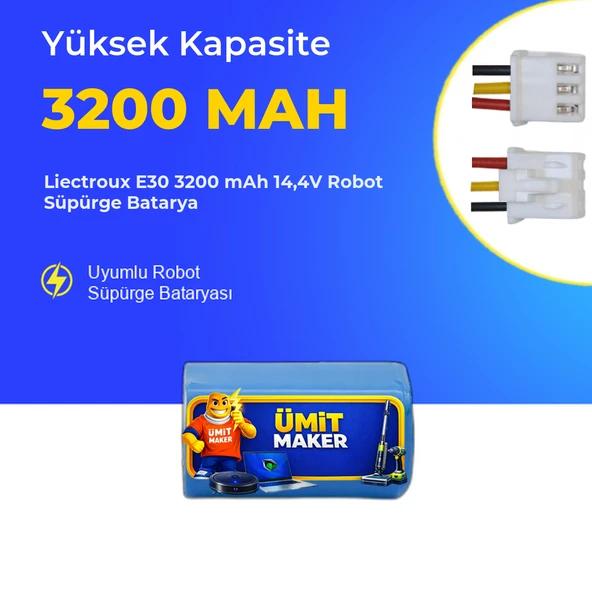 Liectroux E30 3200 mAh 14,4V Robot Süpürge Batarya ürün görseli 1