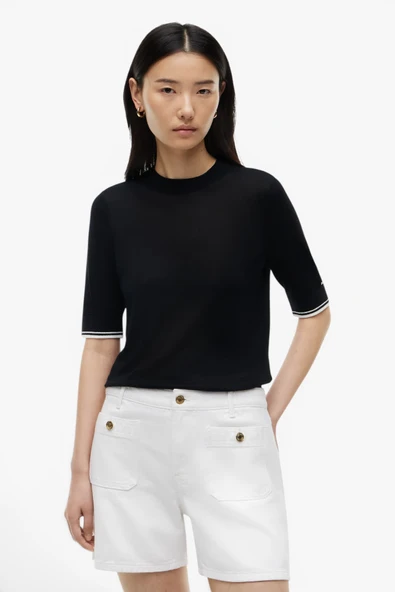 LYOCELL SILK C-NK SS SWTR Kadın Siyah Kazak - WW0WW51054 ürün görseli 1