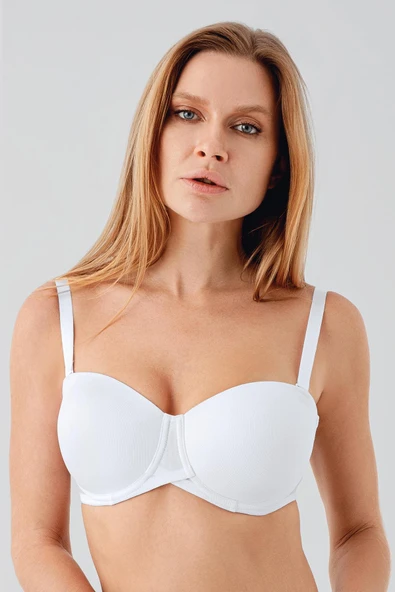 New Bra 7057 Kadın Boş Kap Straples Sütyen Beyaz ürün görseli 1