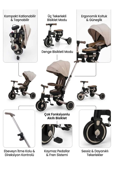 Kidilo Çift Yönlü Ebeveyn Kontrollü Bisiklet+Denge Bisikleti - Resim 3