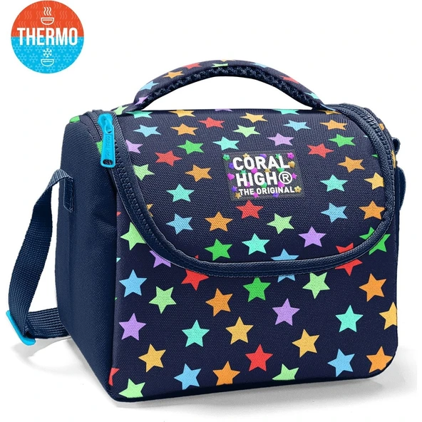 Coral High Kids Lacivert Renkli Yıldız Desenli Thermo Beslenme Çantası 37109 ürün görseli 1