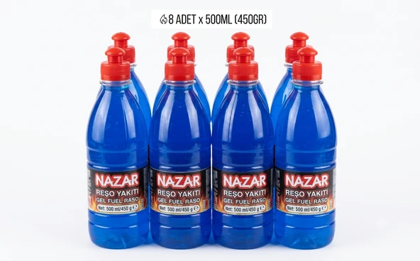 8 Adet Jel Reşo Yakıtı 500 ml (450 gr) Isıtıcı Jel Yakıt ürün görseli 1
