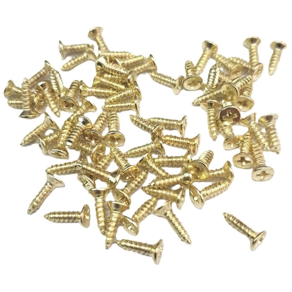 Sarı 1000 Adet Klips Vidası 2,2x7,5 mm YHB - Konik Başlı Kutu, Sandık, Ayak, Askı,  Mini Vida ürün görseli 1
