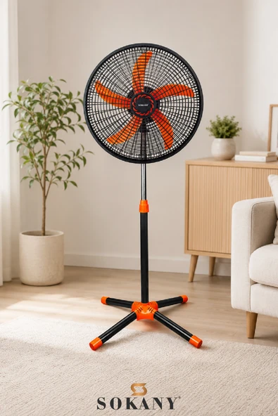 SK-19015 18 İnç Ayaklı Vantilatör 60 W, 5 Pervaneli, 3 Hız Kademeli, Ayarlanabilir Yükseklik ürün görseli 1