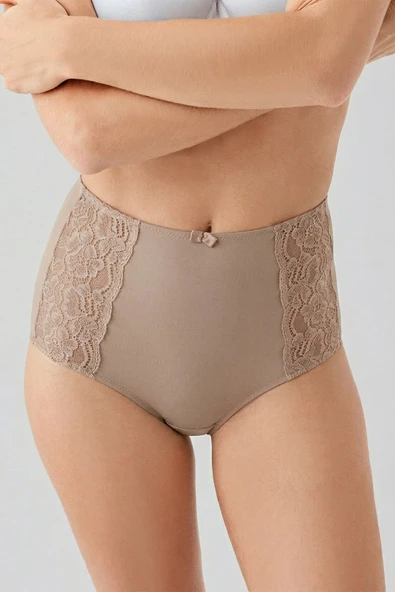 New Bra 9305 Bayan Yüksek Bel Korseli Lazer Külot Capucino ürün görseli 1