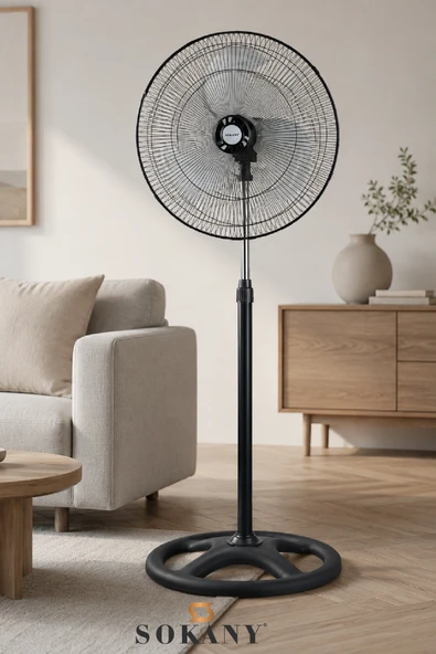SK-19043 18 İnç Ayaklı Vantilatör 60 W, 3 Pervaneli, 3 Hız Kademeli 125 cm Ayarlanabilir Yükseklik ürün görseli 1