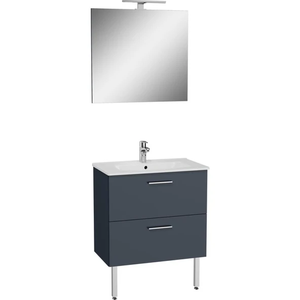 66102 Mia Banyo Dolabı Seti Çekmeceli, Ayaklı, 70 cm, Antrasit ürün görseli 1
