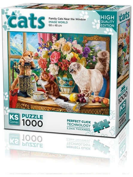 Ks Games Puzzle 1000 Parça Family Cats Near The Window 20794 ürün görseli 1