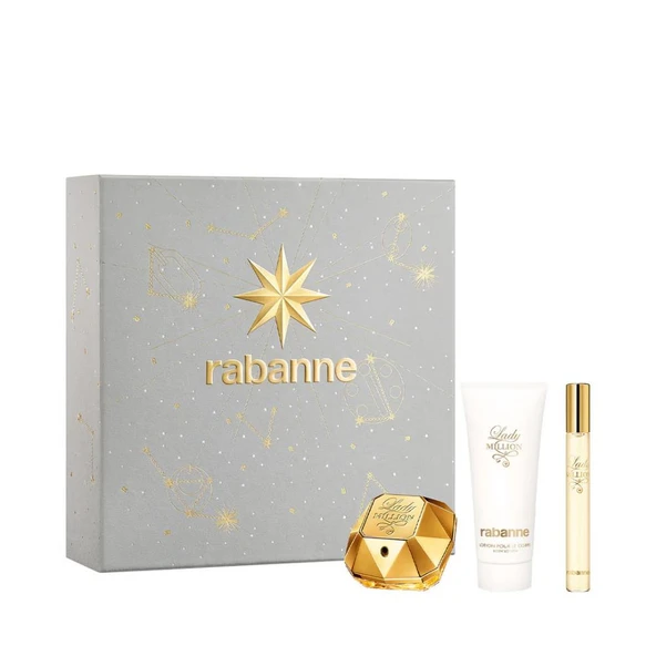 Paco Rabanne Lady Million EDP 50 ml + EDP 10 ml + 100 ml Body Lotion Kadın Parfüm Seti ürün görseli 1